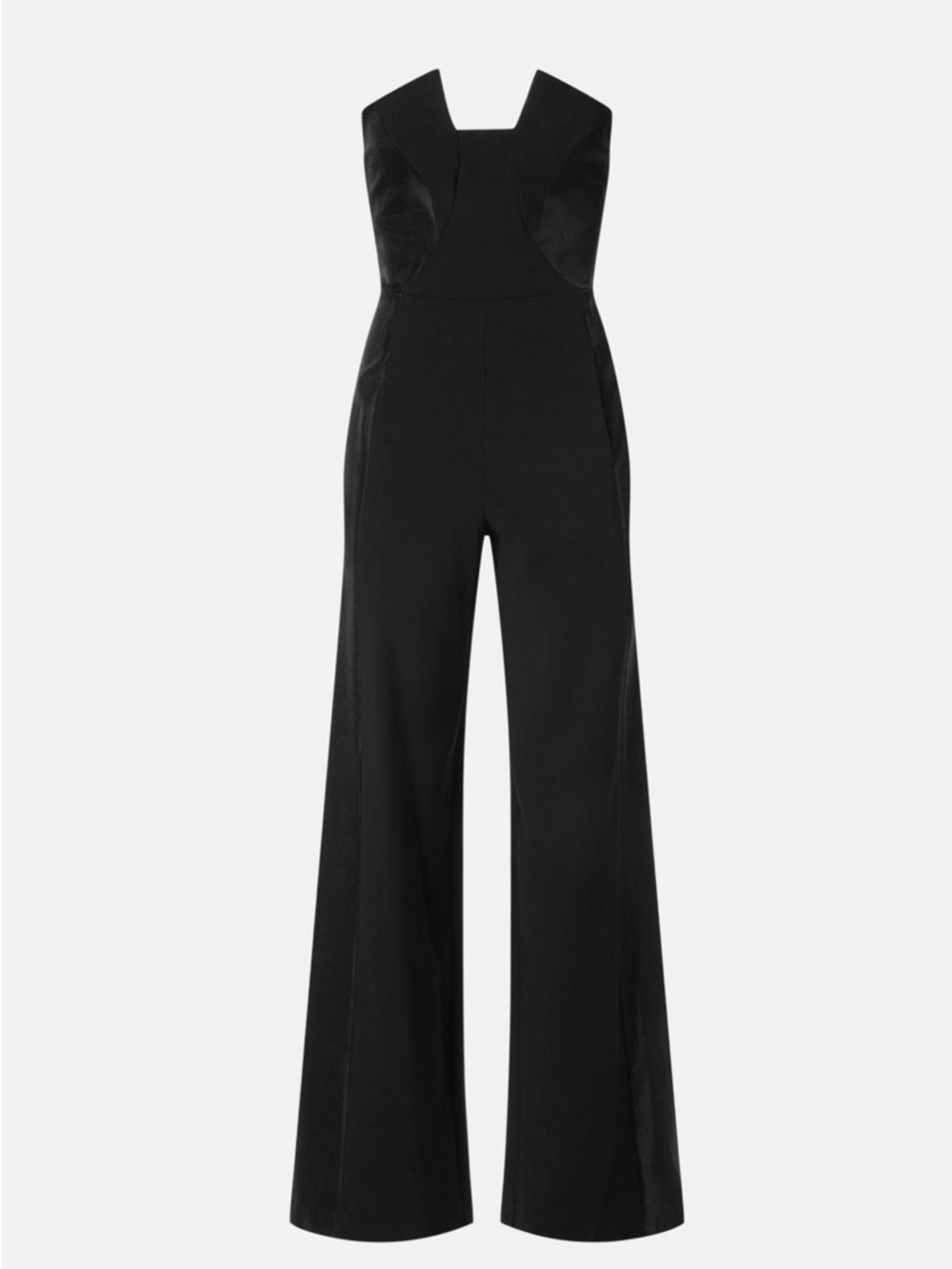 Black Halo Black Square-Neck Wide-Leg Jumpsuit with Structured Bodice - Picture 1 of 16